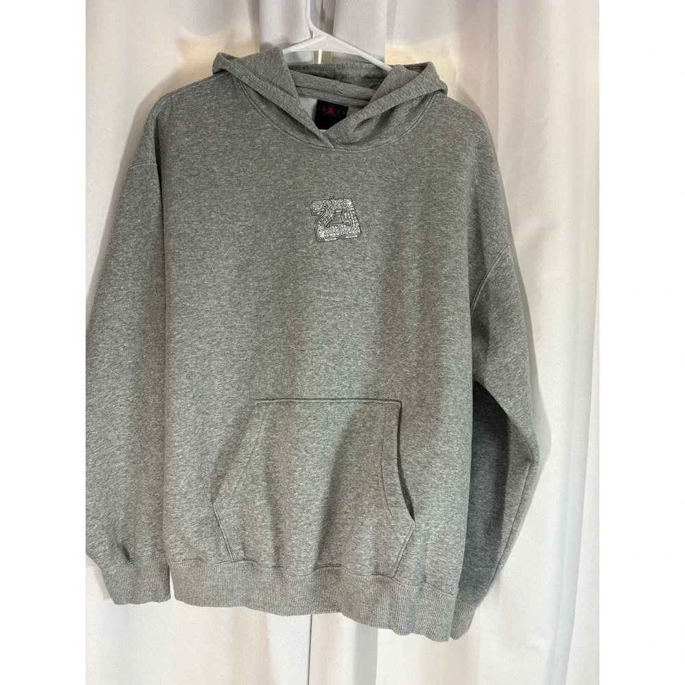 Jordan Mens 23 Diamond Pendant Graphic Hoodie Heather Gray Large WC0063